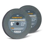 POWERTEC Bench Grinder Wheel 6 Inch 36 & 60 Grit, Aluminum Oxide Grinding Wheel for Bench and Pedestal Grinder, 3/4" Thick 1/2" Arbor, Sharpening & Shaping Drill Bits, Blade, and Chisel, 2PK (15533)