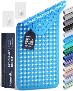 Bathtub Mat Non Slip 35x16 - homerella® Bath Mat Incl. Hooks for Drying, Extra Long, 100% BPA Free, Shower Mat Non Slip Anti Mold, Machine Washable, Shower Mats for Inside Shower Mildew Resistant