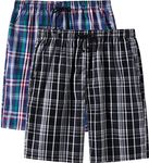 MoFiz Men's Pyjama Bottoms 100% Cotton Plaid Lounge Wear Shorts Elastic Waist Summer Sleepwear Pajama Shorts 2 Pack Size XL