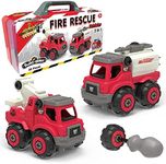 Construct IT Buildables 2-in-1 Fire Rescue Set - 38 Pieces Fire Rescue Vehicle Construction Set - STEM Toys for 3+ Year Old - Fire Engine Construction Toys - Build Your Own Fire Rescue Vehicle