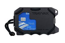 Trayvax Original 2.0 Slim Metal Wallet For Men - RFID Blocking Front-Pocket Profile - Aluminum Multi-Functional Tactical Design Securely Holds Credit Cards Plus Spring Tension Money Clip, Black,