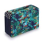 BSTKEY 200 Slots Pencil Wrap Case Pencil Holder, Colored Pencil Pouch Bag Pen Storage Organizer with Zipper for Color Pencils Stationery (Jungle)