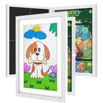 GLOWPOINT Kids Artwork Display Frame, 2 Pack A4 Kids Art Frames Front Opening for Children Artwork Display, Photo Frame with Mount for Hang or Stand Display Pictures, Drawings, Art Projects White