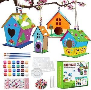 Lot de 4 Nichoir pour enfants de 5 à 8 ans, 8 à 12 ans,Maison D'oiseau Bricolage Kit, kit de nichoir à construire, jouets en bois,DIY Birdhouse Kit,projets d'artisanat pour enfants,garçon, fille