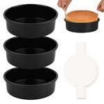 HUAKENER 6 Inch Cake Pan - Set of 3 Round Cake Pans with 100 Pieces Parchment Paper, Non-stick Cake Baking Pans, Dishwasher Safe