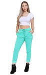 Candid Styles Ladies Stretch Magic Italian Trousers Womens Crushed Casual Leggings Look Joggers Pants One Size UK 8-22 (Aqua, 8-14)