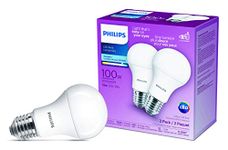 PHILIPS 462010 LED 100-Watt A19 Daylight Non-Dimmable Bulb, 2-Pack