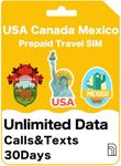 USA & Hawaii Prepaid Travel SIM Card - T-Mobile - Unlimited Data/Calls/Texts, 4G/5G Speed, T-Mobile United States Local Carrier (30 Days)