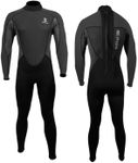 Matai Wetsuits Mens 3/2mm Neoprene Super Stretch Back Zip Full Length Wetsuit for Surfing Swimming SUP Canoe Kayak Sailing Windsurfing (L, Black/Grey)