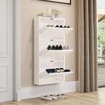 YITAHOME Shoe Cabinet, 3 Drawer Shoe Storage Cupboard with Flip Doors Matel Shoe Rack Footwear Organizer Home Storage Furniture for Hallway Entryway