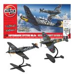 Airfix Gift Set - Model Plane Kits - A50194 Supermarine Spitfire Mk.Vc vs Bf109F-4 Dogfight Double Model Building Set, 1:72 Scale Model Kit for Adults & Kids 8+ - Plane Models Military Gifts for Men