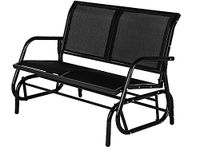 Esright 2 Seats Outdoor Swing Glider Loveseat Chair with Powder Coated Steel Frame, Garden Rocking Seating, Patio Bench for 2 Person, Black