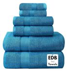 EDB 100% Egyptian Cotton Towels 700-GSM Quick Dry – 6 Piece Bale Set Luxury Super Soft Hotel Quality Collection Bathroom Towels (Cotton, Teal/Turquoise)