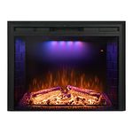 Benrocks 36'' Electric Fireplace, Retro Recessed Fireplace Heater with Fire Cracking Sound, Timer, Remote Control, 5 Flame Brightness, 3 Colors Top Light, Overheating Protection, 750/1500W