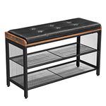 VASAGLE Shoe Bench, Padded Storage Bench with Mesh Shelf, Hallway Shoe Rack, Rustic Brown ULBS75X