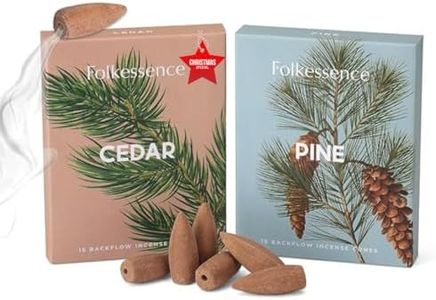 Folkulture Backflow Incense Cones for Waterfall, 30 Total Waterfall Incense Cones Scented, Dual Pack of Cones Incense, Mixed Natural Fragrances - Pine and Cedar Inscents-Cones Waterfall -Pine & Cedar