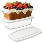 Navaris Glass Loaf Pan with Lid - Borosilicate Glass Bread Bakeware - Food Meal Prep Containers with Lids - Baking Dishes & Storage for Oven & Microwave - 60.8oz (1.8L) Set of 2