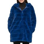 Kenneth Cole Women's Classic Mink Style Faux Fur Coat, Teal, M