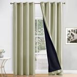 ThinkArtDecor Blackout Curtains 9 feet Long Set of 2, Room Darkening Thermal Insulated Solid Long Door Curtains with Tie Backs, Creamy Beige