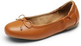 DREAM PAIRS Women's Ballet Flats, Foldable Round Toe Dress Shoes, Comfortable Slip On Work Flat Shoes with Bowknot,Size 6.5,Tan,SDFA2310W-NEW