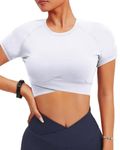 TZLDN Womens Workout Crop Tops Long Sleeve Shirt Women Seamless Thumbholes Yoga Gym Clothes Hollow Out Athletic Tight Tee ###1Gym Tops - White, X-Small