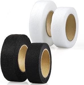 PLANTIONAL 4 Rolls Iron on Hem Tape, Light and Medium Weight Adhesive Web，No Sewing Required, Fabric Fusing Hemming Tape for Pants Clothes Curtains, 1 Inch x 22 Yards Each (White&Black)