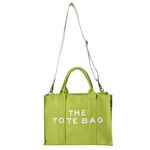 AQVA Printed Cotton Canvas Tote Bag with Detachable Sling Strap for Women | Large Capacity | Stylish Multipurpose Handbag with Zipper | Shoulder Bag for Laptop, Office & Travel (Lime)