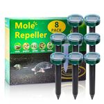 8PK new Mole Repellent for lawns Gopher Repellent Ultrasonic Solar Powered Snake Repellent Deterrent Mole Repeller Vole Repellent Outdoor Lawns Garden Yard All Pests Sonic Spikes Stakes Chaser upgrade