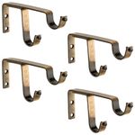 Arena Curtain Rod Holder Antique Brass Designer Heavy Duty Stainless Steel Double Curtain Rod Brackets with Mounting Hardware for 1 Inch Rods (CB242) (Pack of 4)