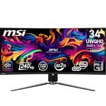 MSI MPG 341CQPX QD-OLED 34 Inch UWQHD Curved Gaming Monitor - 3440 x 1440(21:9) QD-OLED Panel, 240Hz / 0.03ms, 99.3% DCI-P3, ΔE≤2, DisplayHDR True Black 400, DP 1.4a, HDMITM, USB Type C(PD:98W)