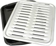 Range Kleen BP100 Porcelain Broiler Pan with Chrome Grill, 2-Piece,Black