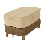 Classic Accessories Veranda Water-Resistant Rectangular Garden Ottoman/Side Table Cover, Pebble/Bark/Earth (81 cm, Small)