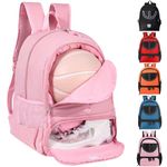 TRAILKICKER Basketball Bag Backpack for Women with Ball & Shoes Compartment 30L Capacity Lightweight Breathable Girls Soccer Ball Bag Backpack Fit Volleyball Football Sports Travel School Gym Pink