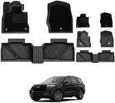 3W Floor Mats Compatible for 2020-2023 Ford Explorer with Front & Rear 2 Rows Carpet Mats on Top, TPE All-Weather Car Liners Including 1st and 2nd Rows (NOT Including 3rd Row Full Set Liners), Black