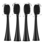 Toothbrush Replacement Heads for Burst Sonic Electric Toothbrush - Soft Bristles Brush Heads for Deep Cleaning and Teeth Whitening, Black