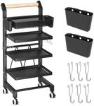 Esthetician Cart with Wheels Salon Tray Cart Salon Rolling Trolley, Hair Styling Salon Trolley Cart, Rolling Storage Cart Utility Cart with Extra Hanging Cups and Hook Handles Lockable Wheels