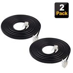 SHONCO 2 Pack 2M 6.6ft Phone Telephone Extension Cord Cable Line Wire with Standard RJ11 6P4C Plugs for Landline Telephone,Black