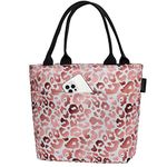 Aosbos Leakproof Lunch Bag for Women Insulated Lunch Tote Bag Meal Prep Purse Portable Cooler Bag for Work Travel Picnic, Pink Leopard