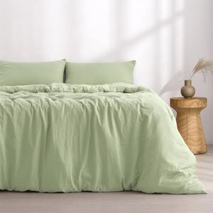 Dreamaker Single Microfiber Quilt Cover Set, Ultra Soft Plush Pre Washed Microfibre Bedding, Duvet Cover & 1 Pillowcase, 2 Pieces, Sage Green, Single Bed