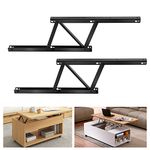 2 Pcs Folding Lift Up Top Coffee Table Hinge,Coffee Table Lift Top Hardware, Table Lift Up Top Hinge, Folding Lift Up Top Table Mechanism,Black(Steel)