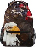 MFTJYO Custom North American Bald Eagle Flag Backpack for Boys Girls Personalized Backpack 3rd 4th 5th Grade Your Name School Bag Kids Bookbag Elementary Laptop Daypacks