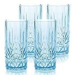 BELLAFORTE Shatterproof Tritan Tall Tumbler, Set of 4, 18oz - Myrtle Beach Drinking Glasses - Unbreakable Plastic Drinking Glasses for Gifting, Parties, New Year - BPA Free - Dishwasher Safe - Blue