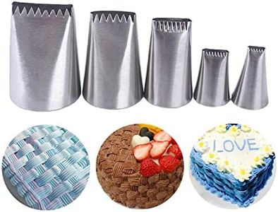 Suuker Basketweave Piping Tip Set, Stainless Steel Half Row Braided Flower Mouth Nozzles, Braided Decorating Tube Set For Pastry Fondant Tools (5 Pieces)
