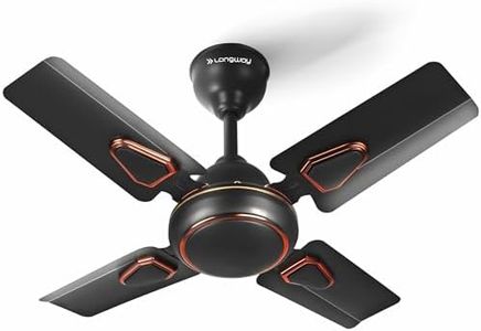 LONGWAY Kiger P1 600 mm/24 inch Ultra High Speed 4 Blade Anti-Dust Decorative Star Rated Ceiling Fan (Smoked Brown, Pack of 1)