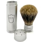 Parker Full Size Travel Shaving Brush with Pure Badger Bristles - Ingenious Design Stores the Brush Head in the Handle Making the Brush Compact for Travel