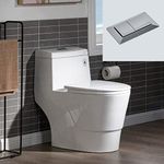 WOODBRIDGEE One Piece Toilet with Soft Closing Seat, Chair Height, 1.28 GPF Dual, Water Sensed, 1000 Gram MaP Flushing Score Toilet with Chorme Button, White,B0940-F