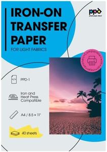 PPD Inkjet PREMIUM Iron-On Light T Shirt Transfers Paper LTR 8.5x11” pack of 40 Sheets (PPD001-40)