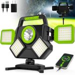 SYLSTAR 55W Rechargeable Work Light, 5000 Lumen Magnetic Base, IP65 Waterproof, Folding & Rotating LED, 6 Modes, Portable Cordless Light for Garage, Workshop, Construction, Car Repair, Camping