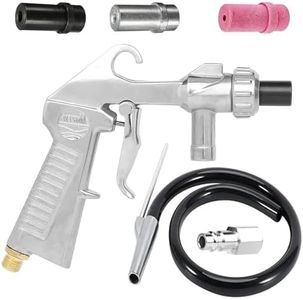 Pistolet de sablage polyvalent à air comprimé avec buses de différents calibres, pistolet de sablage avec tuyau en caoutchouc de 1 m, accessoires pour sablage pour projets professionnels et bricolage