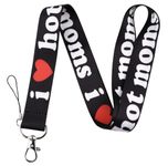 Pinstant I Love Hot Moms Heart Phrase Funny Joke Humor MILF MILFs Mom 17.7" Neck Lanyard Keychain Holder ID Badge Mobile Phone Pin Strap, Yellow, 17.7 inches